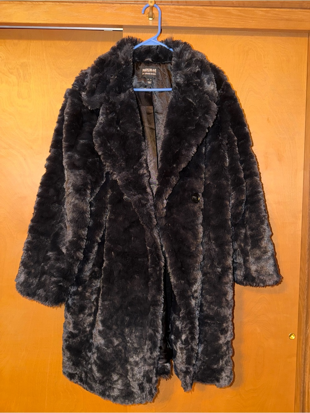 dennis basso Plush Faux Fur Coat in Black